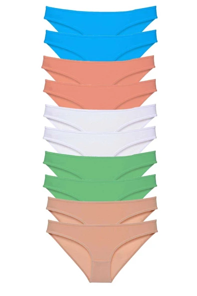 LitaeTrend 10 adet Süper Eko Set Likralı Kadın Slip Ten Beyaz Pudra Yeşil Mavi ürün görseli 1