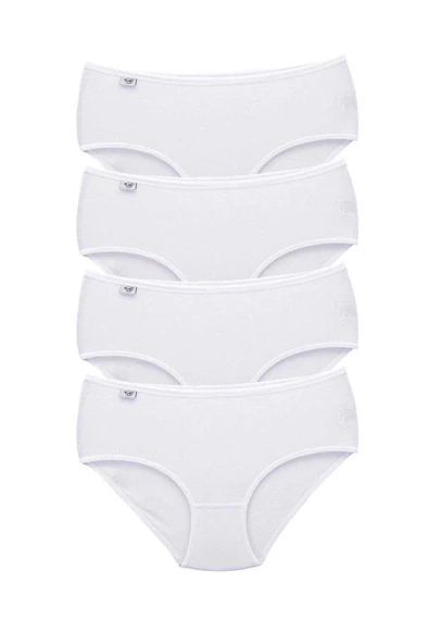LitaeTrend 4 Adet Tutku Kadın Yüksek Bel Bato İnce Lastik Külot Beyaz ürün görseli 1