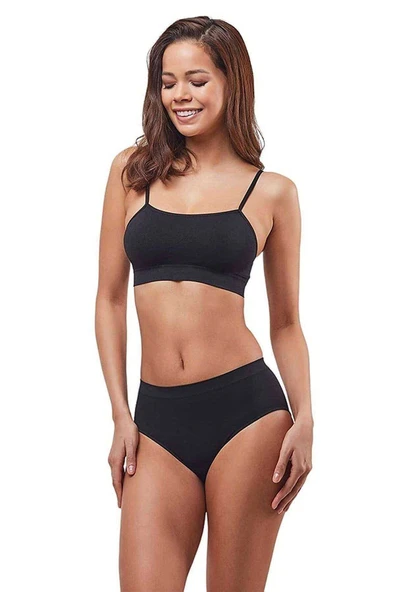 LitaeTrend Elite Life Kadın İnce Askılı Dikişsiz Siyah Büstiyer 851 ürün görseli 1