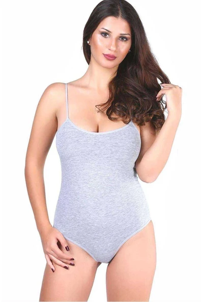 LitaeTrend 3 adet Tutku Kadın İp Askılı Gri Çıtçıtlı Body 0148 - 1