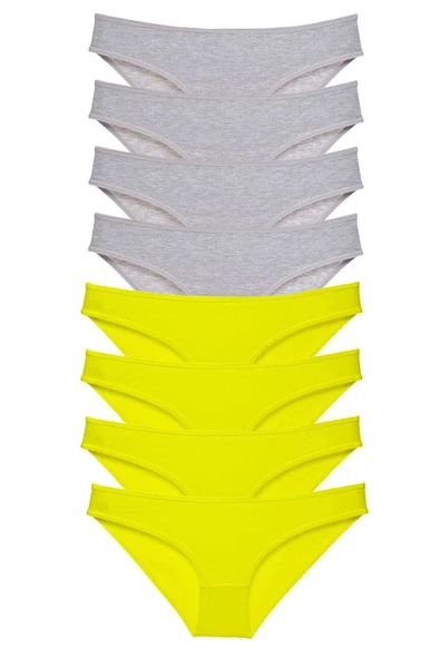 LitaeTrend 8 adet Süper Eko Set Likralı Kadın Slip Külot Sarı Gri ürün görseli 1