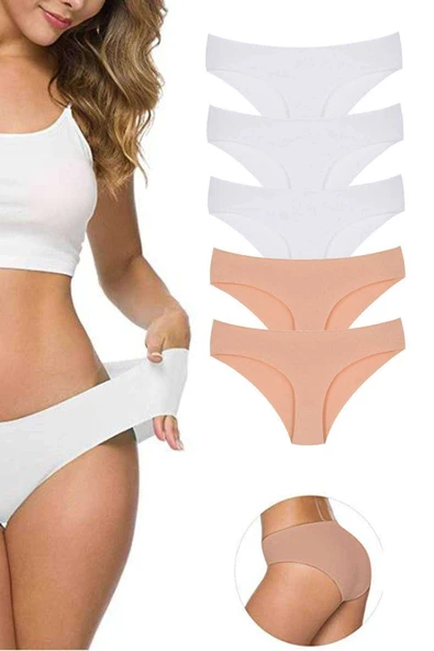 LitaeTrend 5 Adet Kadın Dikişsiz Lazer Kesim Esnek İz yapmayan Külot S3 ürün görseli 1
