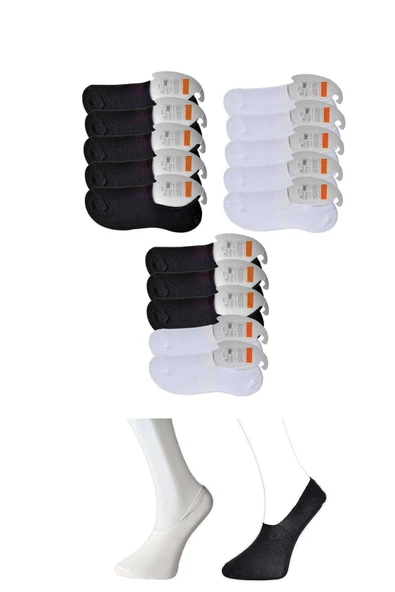 LitaeTrend Siyah ve Beyaz Erkek Babet Çorap 15 çift ürün görseli 1