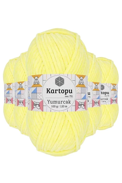 LitaeTrend 5 Adet Yumurcak Kadife El Örgü İpi Sarı K333 ürün görseli 1