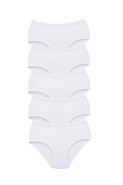 LitaeTrend 5 Adet Tutku Kadın Yüksek Bel Bato Kalın Lastik Külot Beyaz ürün görseli 1