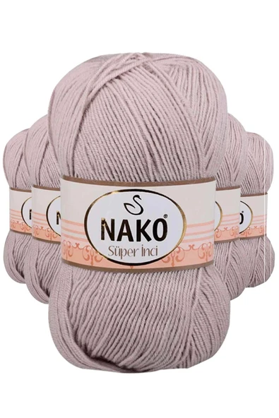LitaeTrend 5 Adet Süper İnci El Örgü İpi 100 gr Pembeli Gri 3079 ürün görseli 1