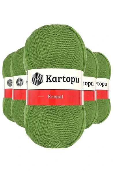 LitaeTrend 5 Adet Kristal Çift Katlı El Örgü Lif İpi Açık Yeşil K442 ürün görseli 1