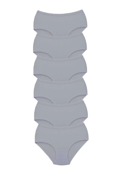 LitaeTrend 6 Adet Tutku Kadın Yüksek Bel Bato Kalın Lastik Külot Gri ürün görseli 1