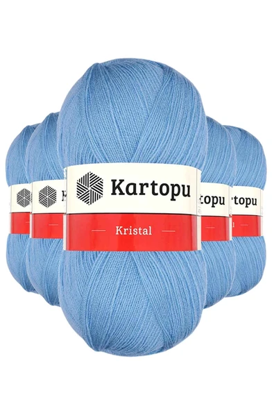 LitaeTrend 5 Adet Kristal Çift Katlı El Örgü Lif İpi Bebe Mavi K540 ürün görseli 1