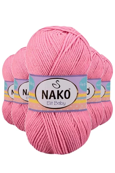 LitaeTrend 5 Adet Elite Baby El Örgü İpi Tüylenmeyen Bebek Yünü Pembe 6837 ürün görseli 1