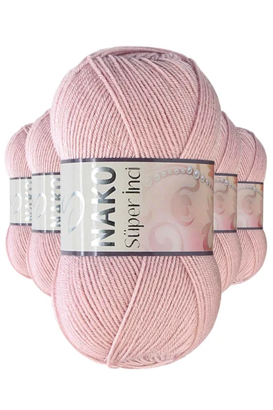 LitaeTrend 5 Adet Süper İnci El Örgü İpi 100 gr Pembemsi Pudra 10275 ürün görseli 1