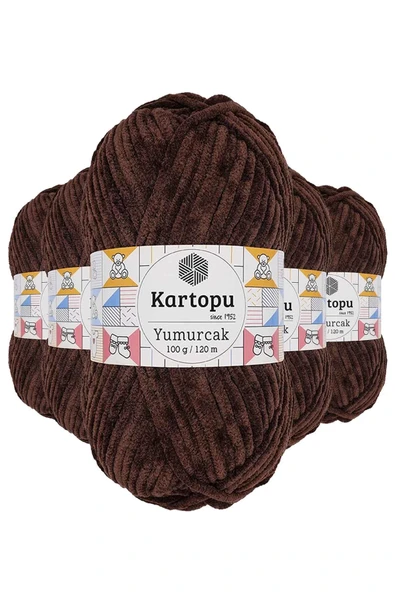 LitaeTrend 5 Adet Yumurcak Kadife El Örgü İpi Kahverengi K818 ürün görseli 1