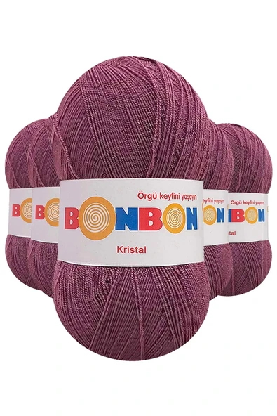 LitaeTrend 5 Adet Kristal El Örgü Lif İpi Koyu Gül Kurusu 98303 ürün görseli 1