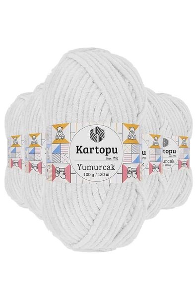 LitaeTrend 5 Adet Yumurcak Kadife El Örgü İpi Kar Beyaz K010 ürün görseli 1