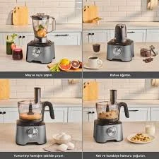 Karaca Mastermaid Power Multifunctional 10 in 1 Mutfak Robotu 2000W Galaxy Grey - Resim 3