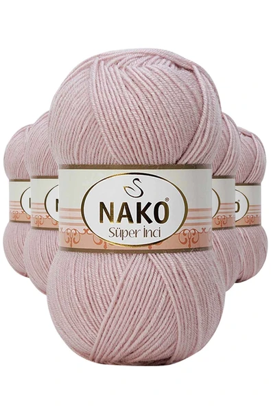 LitaeTrend 5 Adet Süper İnci El Örgü İpi 100 gr Gül Goncası 318 ürün görseli 1