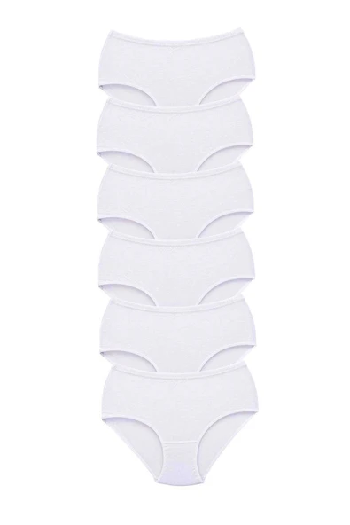 LitaeTrend 6 Adet Tutku Kadın Yüksek Bel Bato Kalın Lastik Külot Beyaz ürün görseli 1