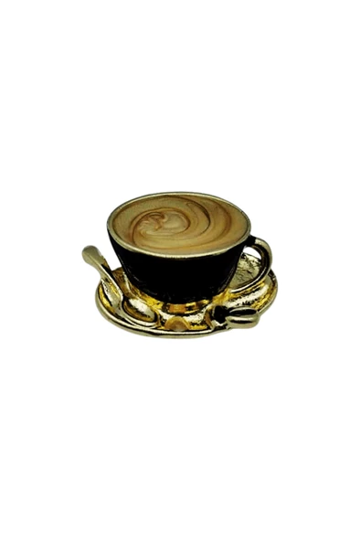 Kahve Fincanı Broş Retro Tasarım Latte Cup Brooch Kahveseverlere Hediye Aksesuar - 3