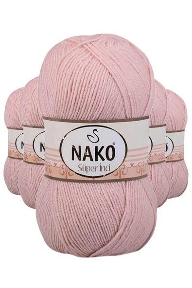 LitaeTrend 5 Adet Süper İnci El Örgü İpi 100 gr Açık Pudra 1479 ürün görseli 1