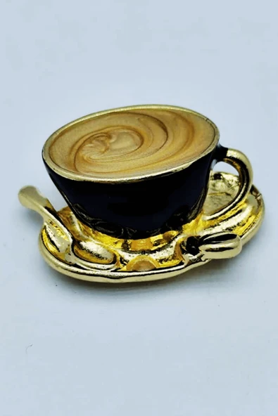 Kahve Fincanı Broş Retro Tasarım Latte Cup Brooch Kahveseverlere Hediye Aksesuar - 2