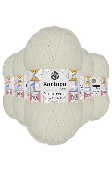 LitaeTrend 5 Adet Yumurcak Kadife El Örgü İpi Kırık Beyaz K011 ürün görseli 1