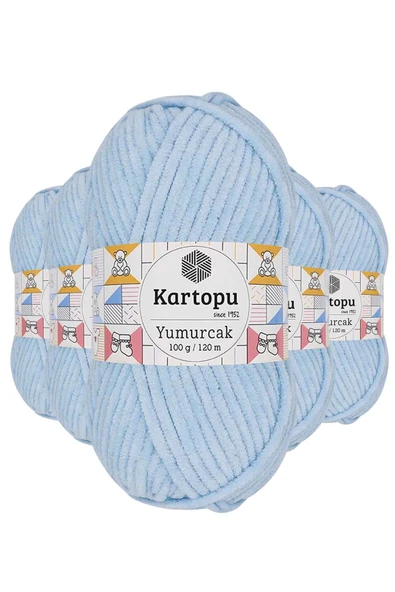 LitaeTrend 5 Adet Yumurcak Kadife El Örgü İpi Bebe Mavi K523 ürün görseli 1