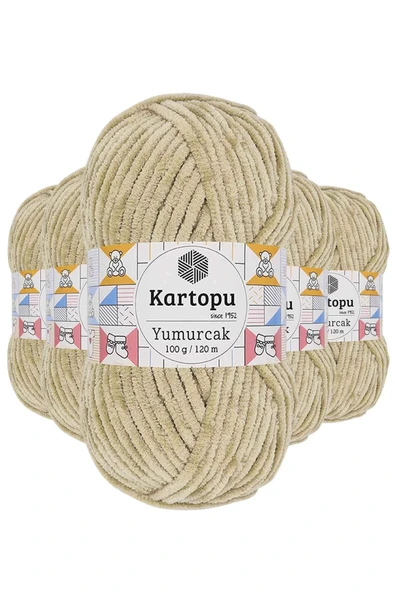 LitaeTrend 5 Adet Yumurcak Kadife El Örgü İpi Bej K856 ürün görseli 1