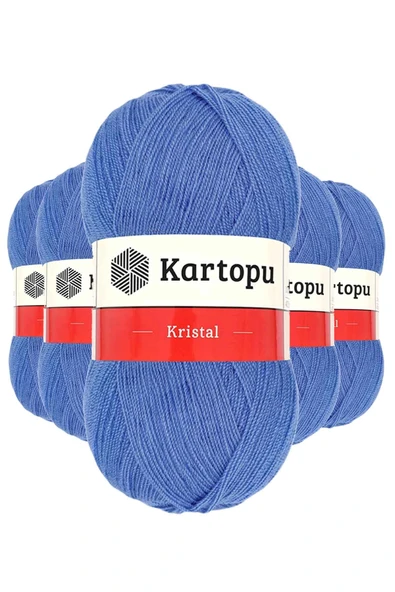 LitaeTrend 5 Adet Kristal Çift Katlı El Örgü Lif İpi Koyu Mavi K535 ürün görseli 1