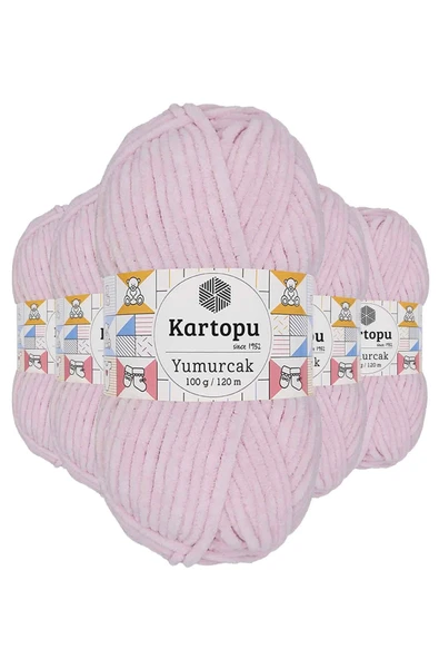 LitaeTrend 5 Adet Yumurcak Kadife El Örgü İpi Toz Pembe K1562 ürün görseli 1