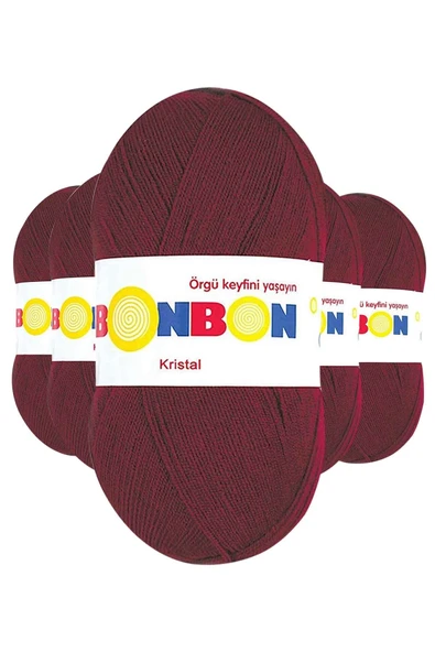 LitaeTrend 5 Adet Kristal El Örgü Lif İpi Bordo 98220 ürün görseli 1