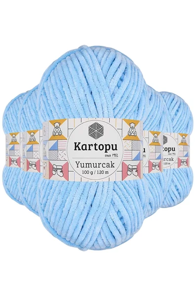 LitaeTrend 5 Adet Yumurcak Kadife El Örgü İpi Mavi K540 ürün görseli 1