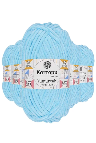 LitaeTrend 5 Adet Yumurcak Kadife El Örgü İpi Açık Turkuaz K516 ürün görseli 1