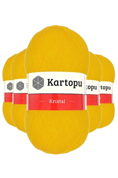 LitaeTrend 5 Adet Kristal Çift Katlı El Örgü Lif İpi Koyu Sarı K320 ürün görseli