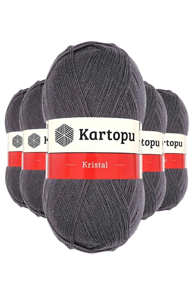 LitaeTrend 5 Adet Kristal Çift Katlı El Örgü Lif İpi Kömür Gri K556 ürün görseli