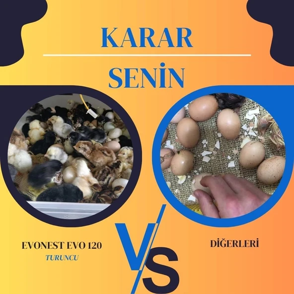 Evonest Kuluçka Makinesi GFALLX dönüşüm-Ek performans-120 Yumurtalık | Turuncu Renk - 3