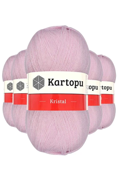 LitaeTrend 5 Adet Kristal Çift Katlı El Örgü Lif İpi Açık Pembe K699 ürün görseli 1