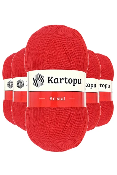 LitaeTrend 5 Adet Kristal Çift Katlı El Örgü Lif İpi Açık Kırmızı K160 ürün görseli 1