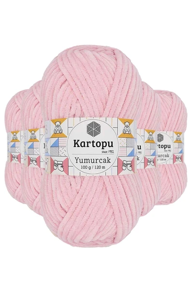 LitaeTrend 5 Adet Yumurcak Kadife El Örgü İpi Bebe Pembe K768 ürün görseli 1