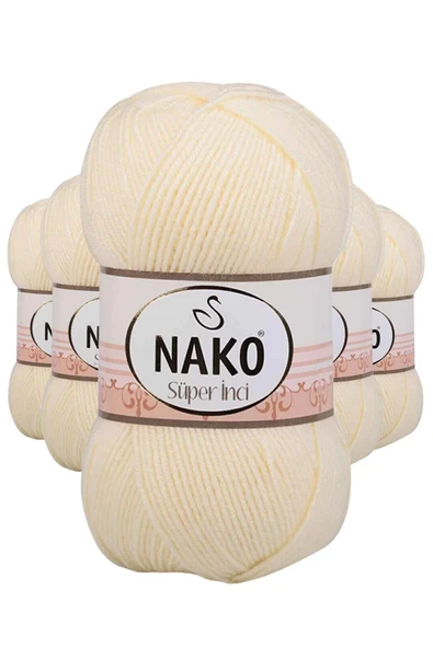 LitaeTrend 5 Adet Süper İnci El Örgü İpi 100 gr Krem 256 ürün görseli