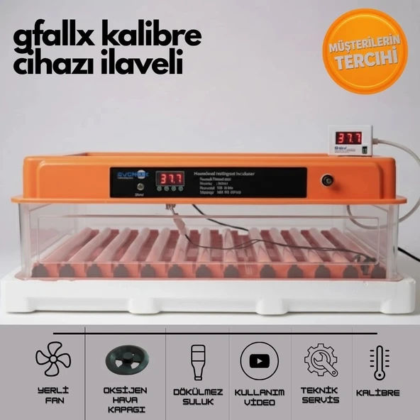 Evonest Kuluçka Makinesi GFALLX dönüşüm-Ek performans-120 Yumurtalık | Turuncu Renk