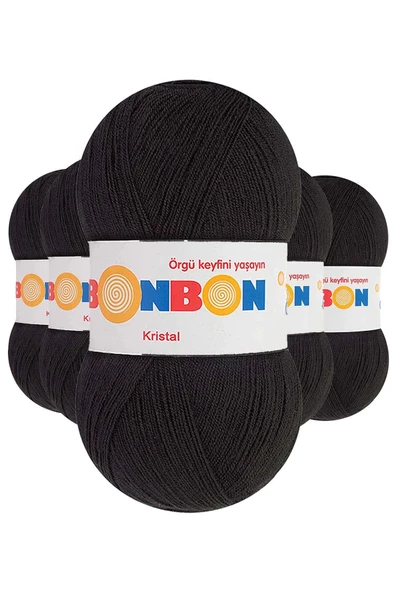 LitaeTrend 5 Adet Kristal El Örgü Lif İpi Siyah 98206 ürün görseli 1