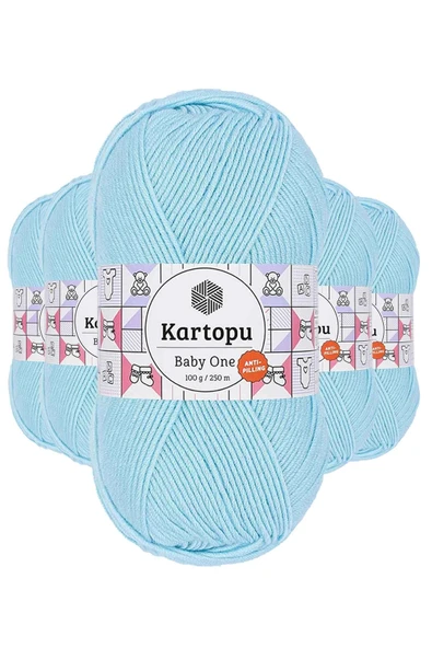 LitaeTrend 5 Adet Baby One Tüylenmeyen El Örgü İpi Yünü Gök Mavi K502 ürün görseli 1