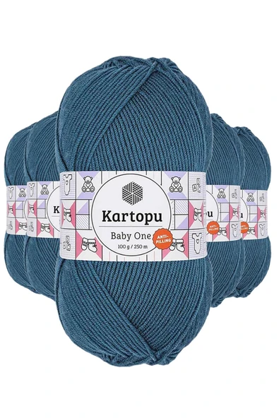 LitaeTrend 5 Adet Baby One Tüylenmeyen El Örgü İpi Yünü Petrol K1467 ürün görseli 1