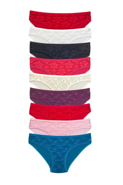 LitaeTrend 9 Adet Önü Dantelli Transparan Kadın Slip Külot S119 ürün görseli