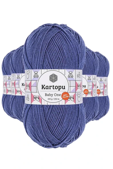 LitaeTrend 5 Adet Baby One Tüylenmeyen El Örgü İpi Yünü Açık Lacivert K604 ürün görseli 1