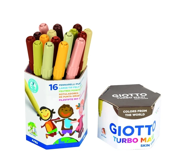 Supertrend Turbo Maxi Skin Tones Keçeli Boya Kalemi 16'lı Pot Ten Renkleri ürün görseli 1