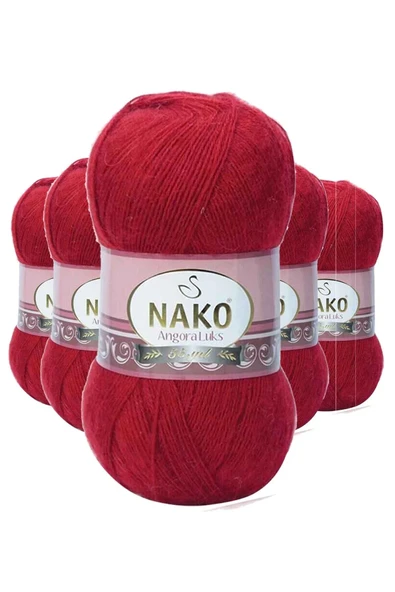 LitaeTrend 5 Adet Angora Lüks El Örgü İpi Koyu Kırmızı 1175 ürün görseli 1