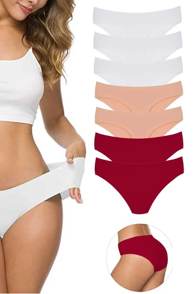 LitaeTrend 7 Adet Kadın Dikişsiz Lazer Kesim Esnek İz yapmayan Külot S10 ürün görseli 1