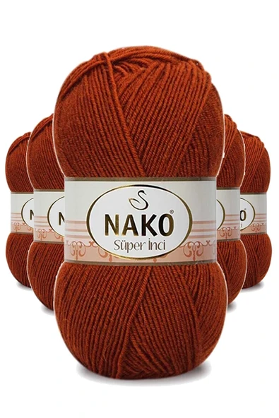 LitaeTrend 5 Adet Süper İnci El Örgü İpi 100 gr Kiremit 6679 ürün görseli 1