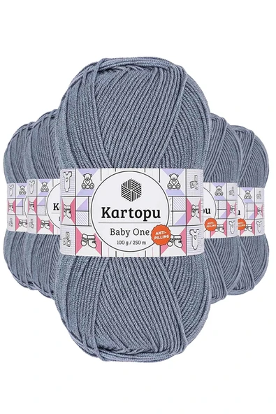 LitaeTrend 5 Adet Baby One Tüylenmeyen El Örgü İpi Yünü Jeans Mavi K571 ürün görseli 1